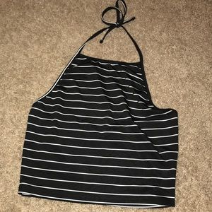 Black White Stripped Croptop